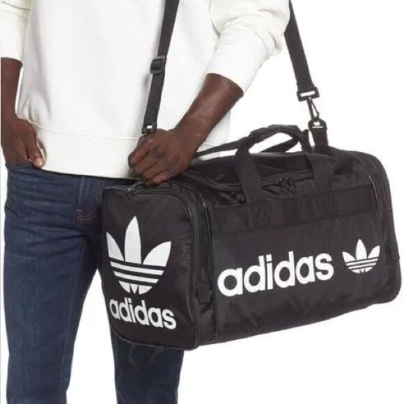 Adidas Originals Santiago II Duffel Bag Gym Bag - Black/White - Picture 1 of 12